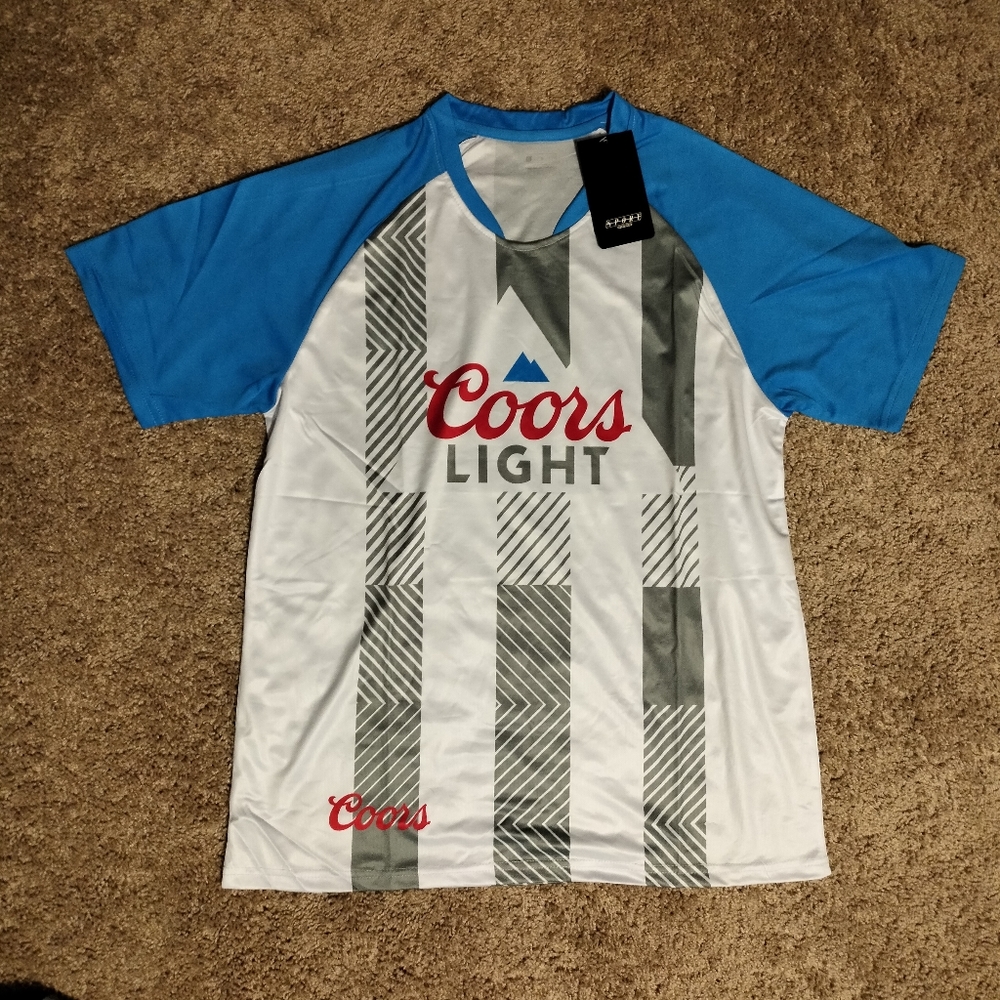 Sportswear Coors light men blue white short sleeve T-shirt size L